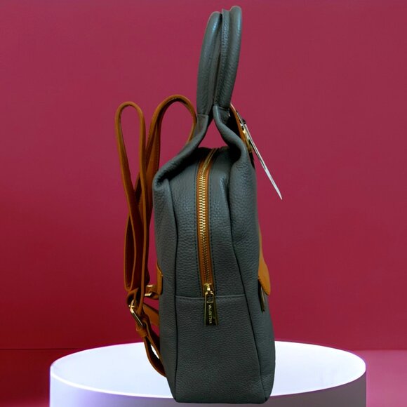 NWT VALENTINA Made In Italy Leather Twist Backpack With Front Pocket main image 5